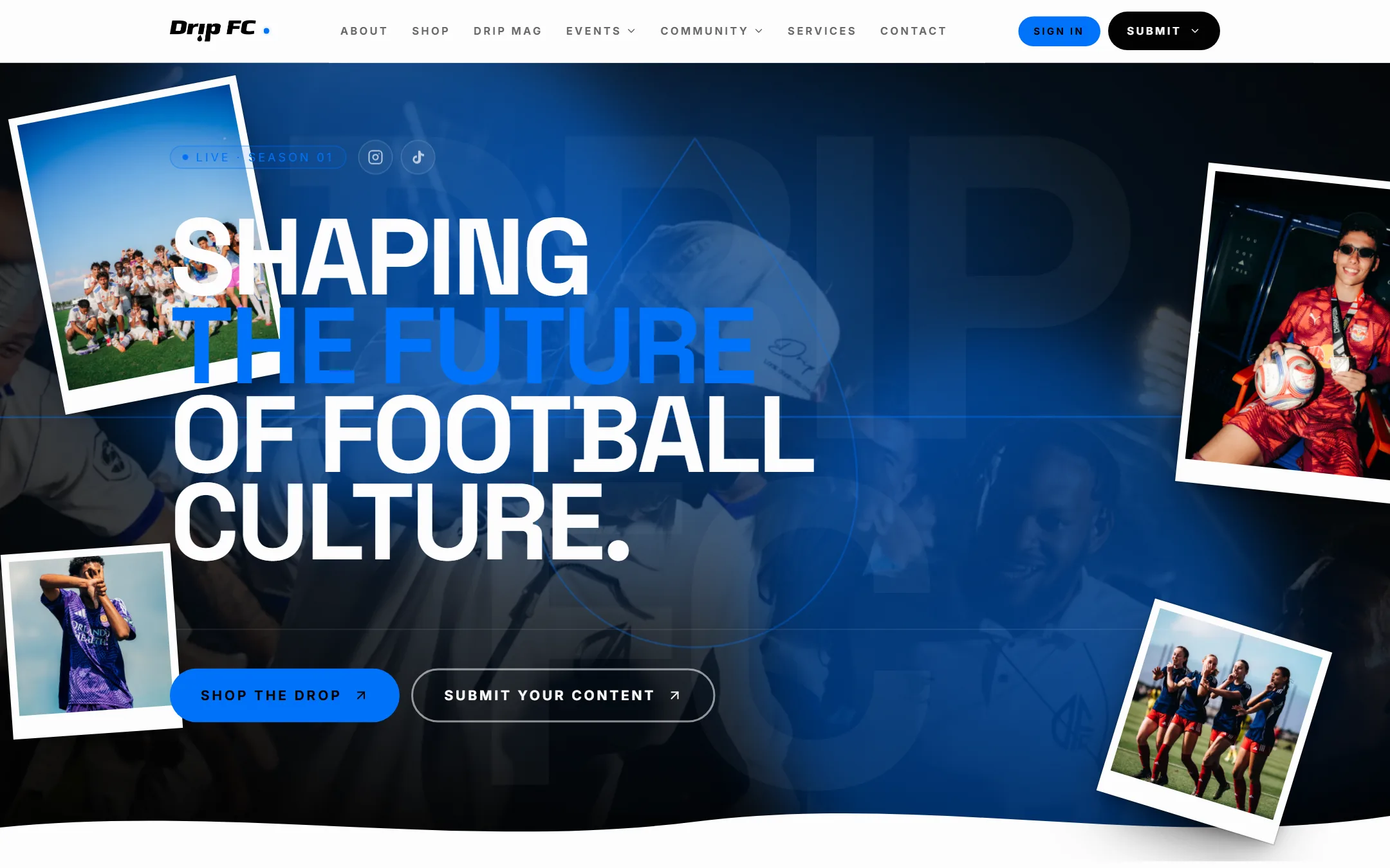 Drip FC desktop view